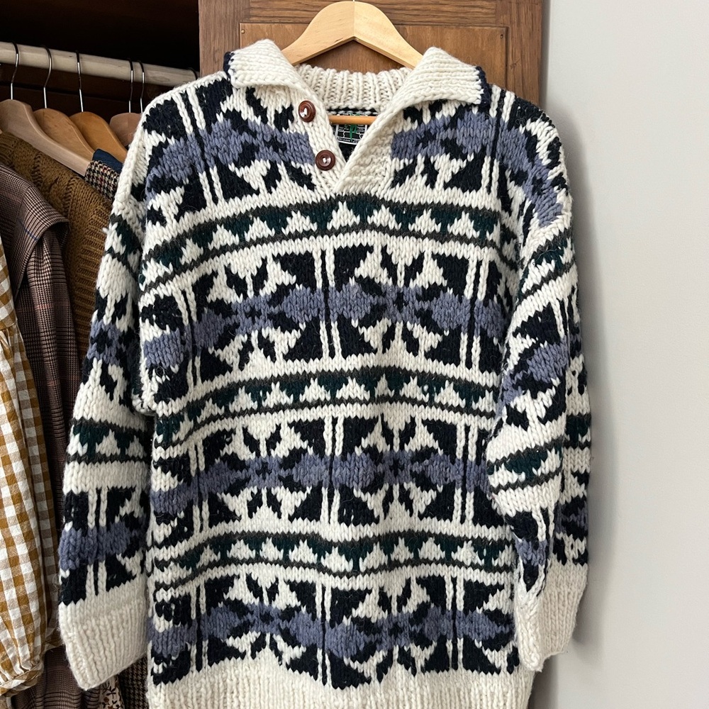 Patterned Wool Pullover Sweater - Picture 1 of 3